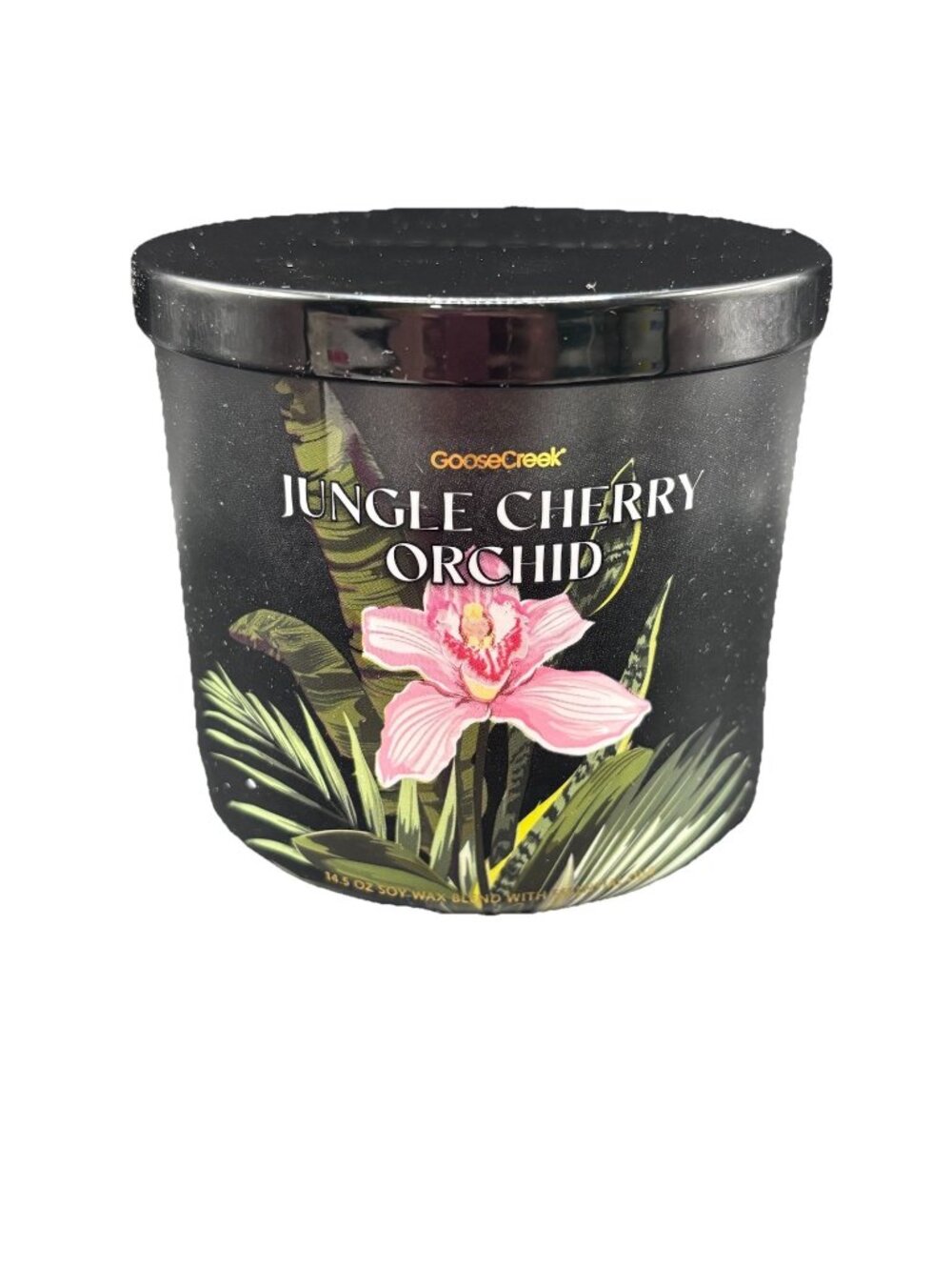 Goose Creek Jungle Cherry Orchid 3 Wick Jar Candle 14.5 oz Green Leaves Vanilla